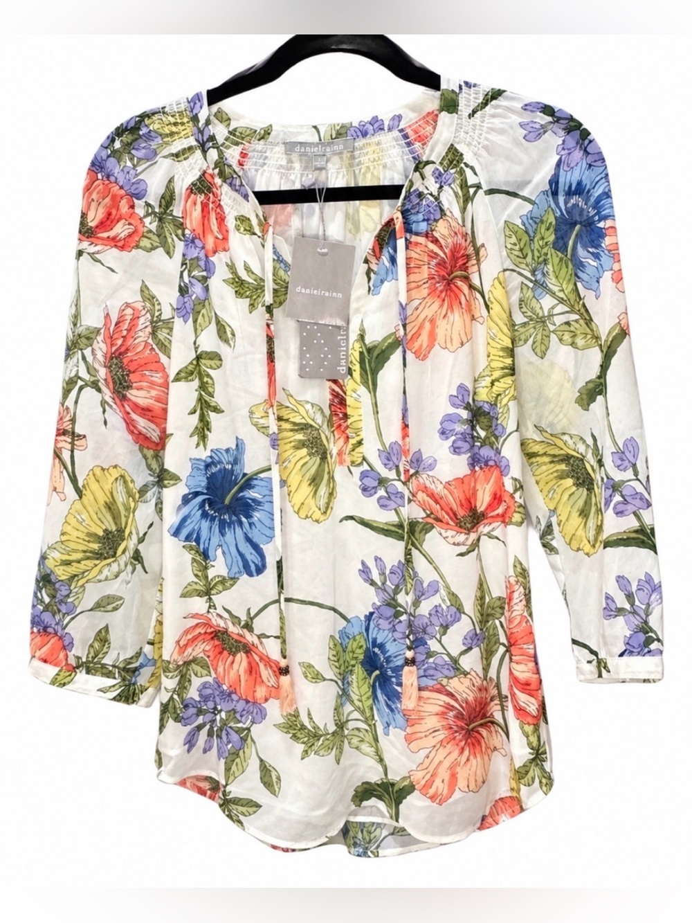 Daniel Rainn Floral Blouse Women’s Size Small Boho Peasant Tunic Top New